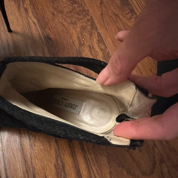 JIMMY CHOO Black Suede Ankle Bootie Pumps w/ Fringe Tassels - Picture 4 of 6